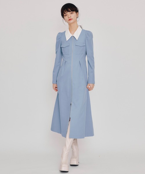 REDYAZEL（レディアゼル） ワンピース フロントZIPバイカラーロング