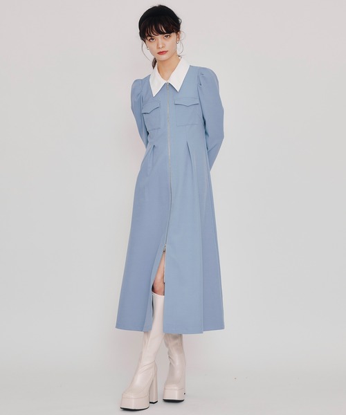 REDYAZEL（レディアゼル） ワンピース フロントZIPバイカラーロング