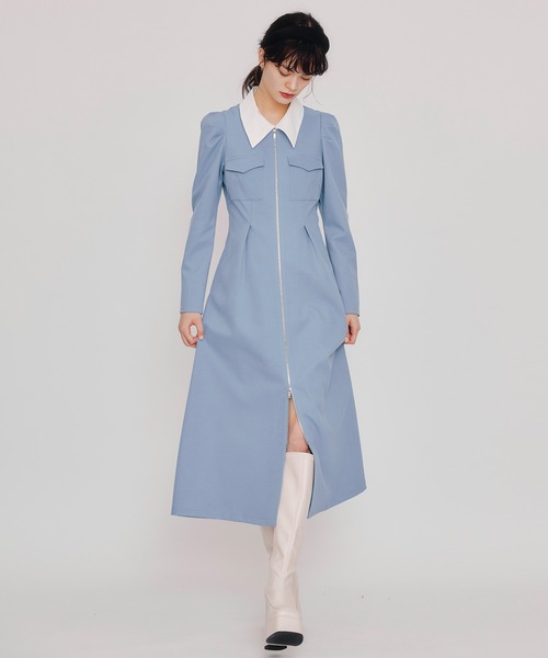 REDYAZEL（レディアゼル） ワンピース フロントZIPバイカラーロング