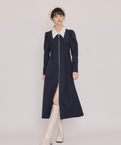 REDYAZEL（レディアゼル） ワンピース フロントZIPバイカラーロング