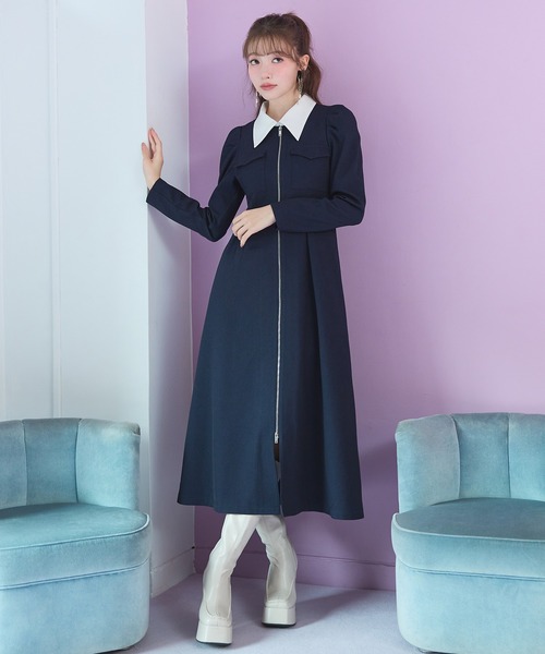 reas1:read1セット REDYAZEL（レディアゼル） ワンピース フロントZIPバイカラーロング