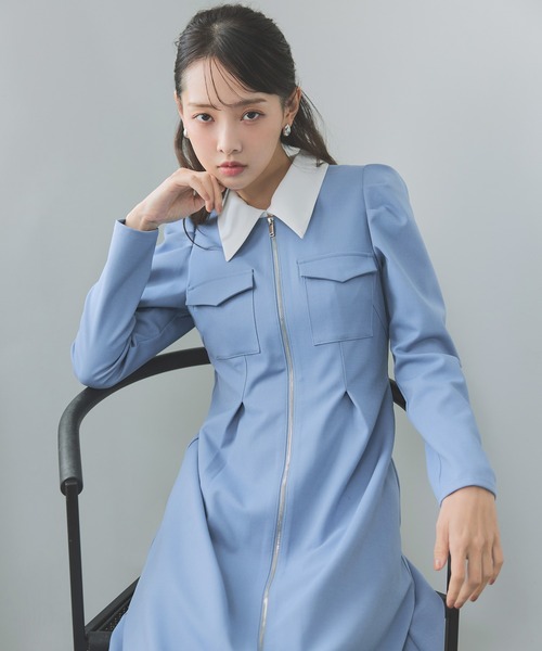 REDYAZEL（レディアゼル） ワンピース フロントZIPバイカラーロング