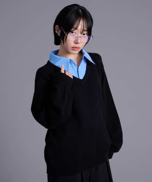Ellno Loset（エルノロゼット） セーター ニット シャツレイヤードフウ