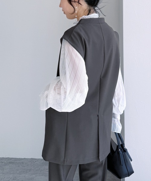 reca（レカ） セットアップ ノーカラーベスト×テーパードパンツ2点