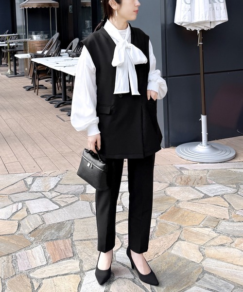 reca（レカ） セットアップ ノーカラーベスト×テーパードパンツ2点