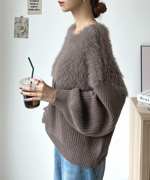 「Futier land」 長袖ニット MEDIUM チャコールグレー レディース_画像9