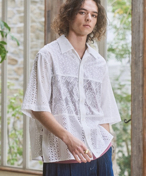 Casper John（キャスパージョン） シャツ 半袖 Triple docking lace