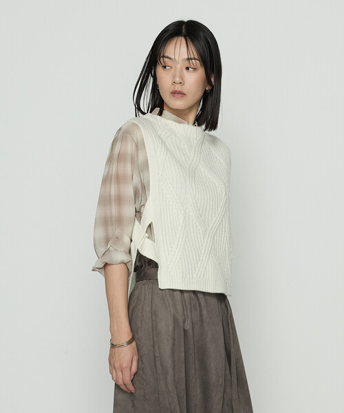 「Gabardine K.T」 ニットベスト 9号 グレー レディース_画像3