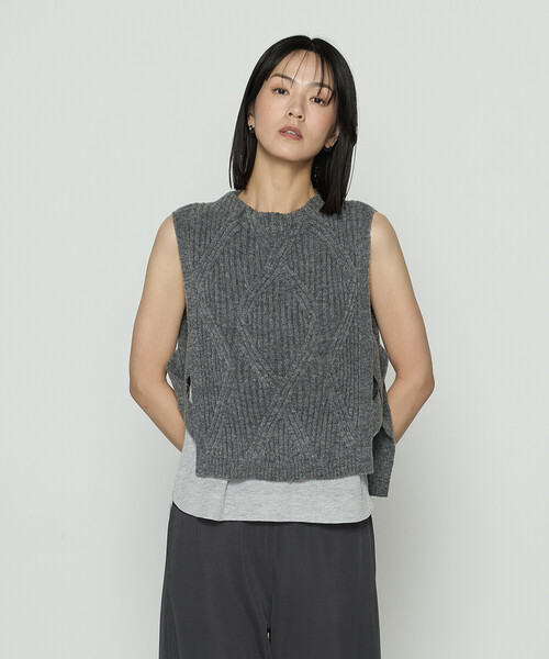 「Gabardine K.T」 ニットベスト 9号 グレー レディース_画像6