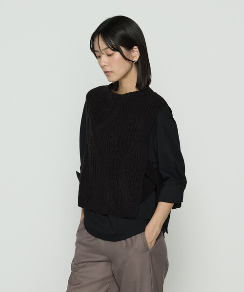 「Gabardine K.T」 ニットベスト 9号 グレー レディース_画像8