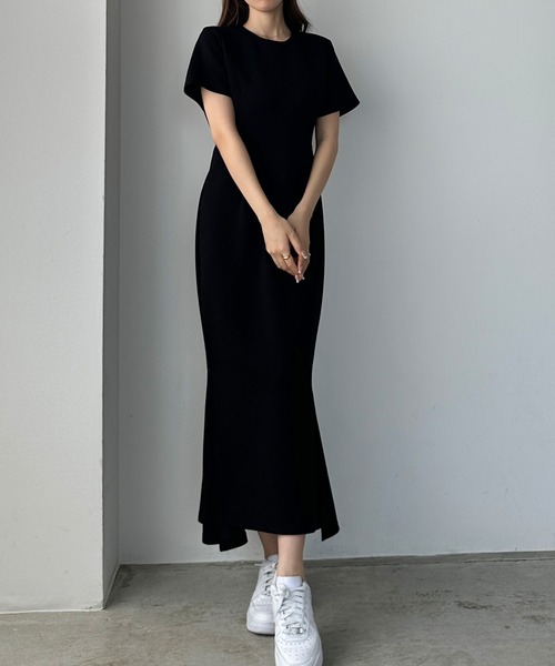 「Louere」 半袖ワンピース SMALL チャコール レディース_画像2