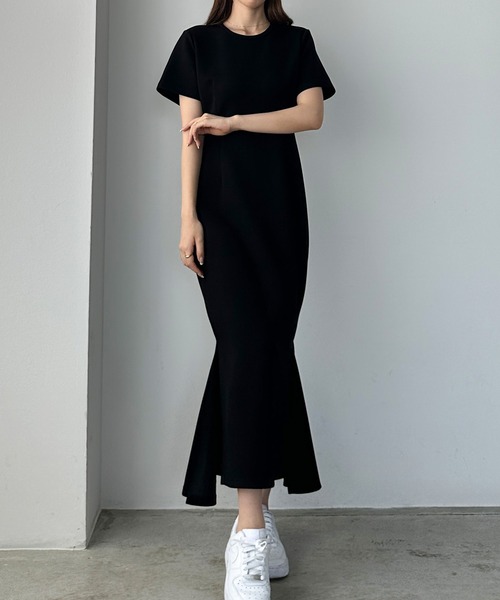 「Louere」 半袖ワンピース SMALL チャコール レディース_画像3