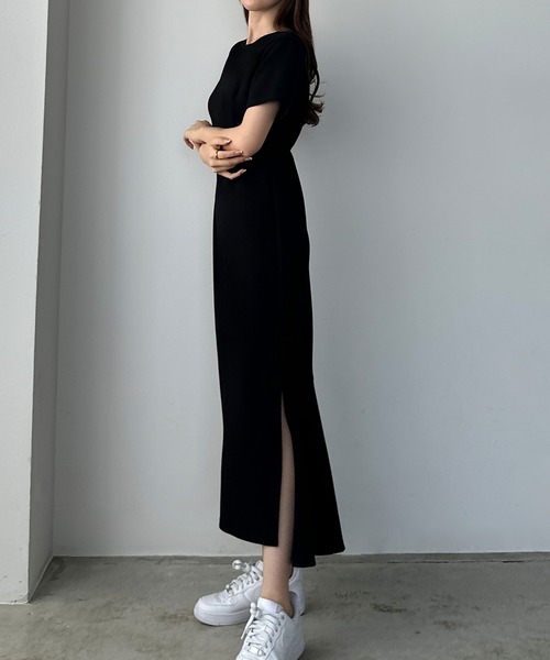 「Louere」 半袖ワンピース SMALL チャコール レディース_画像4