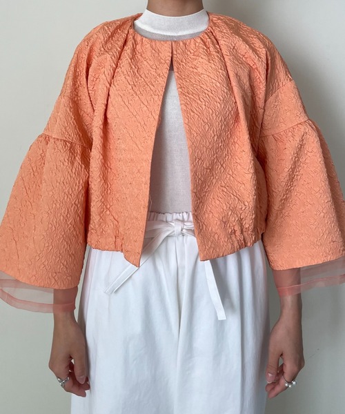 「TEVALT」 ノーカラージャケット 38 グリーン レディース_画像5