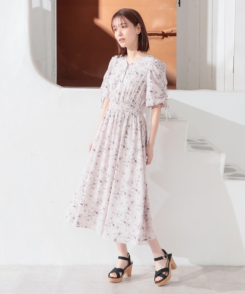 「Honeys」 半袖ワンピース L ホワイト×グレー レディース_画像6