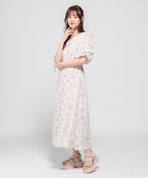 「Honeys」 半袖ワンピース L ホワイト×グレー レディース_画像7