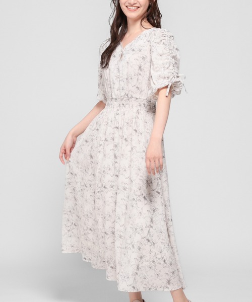 「Honeys」 半袖ワンピース L ホワイト×グレー レディース_画像8