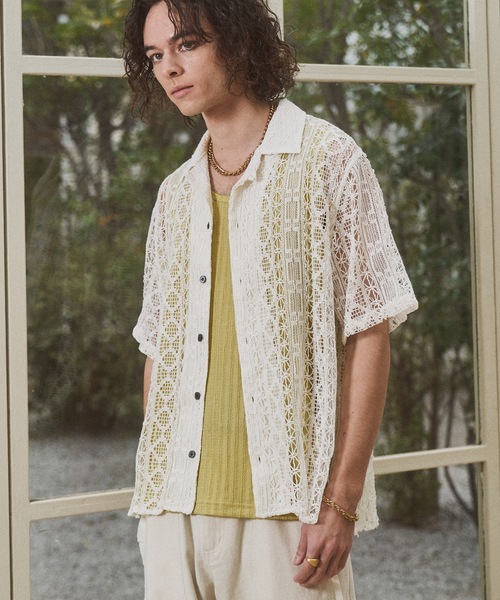 Casper John（キャスパージョン） シャツ 半袖 Folklore lace shirts