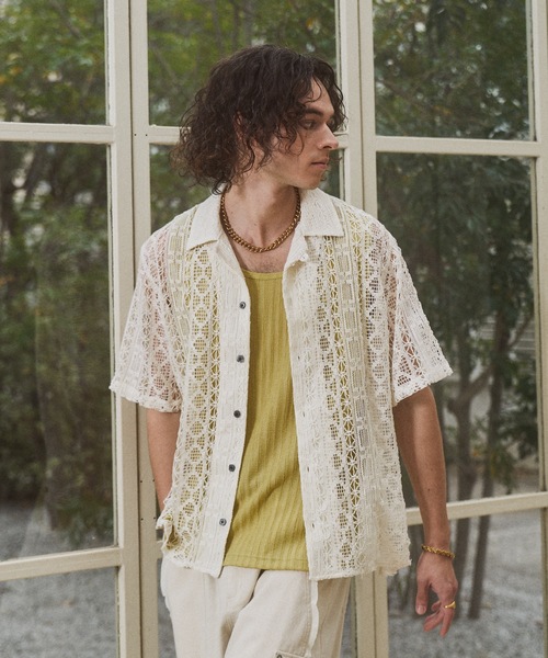 Casper John（キャスパージョン） シャツ 半袖 Folklore lace shirts