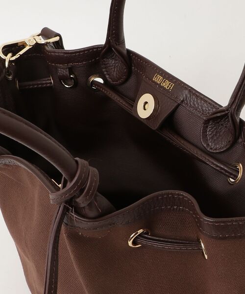 「GOOD GRIEF」 Drawstring 2WAYバッグ - ブラウン レディース_画像4