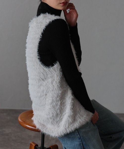 「r.」 ニットベスト FREE チャコールグレー レディース_画像3