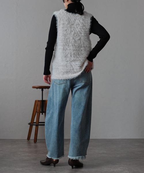 「r.」 ニットベスト FREE チャコールグレー レディース_画像7