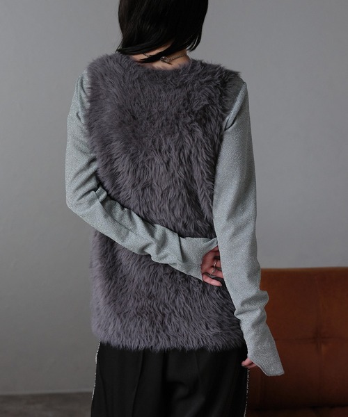 「r.」 ニットベスト FREE チャコールグレー レディース_画像9