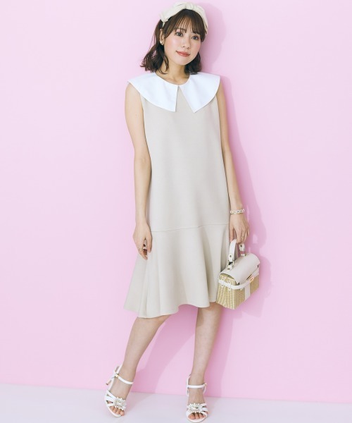 「marun」 「SMILELAND」ノースリーブワンピース 4L ベージュ レディース_画像6