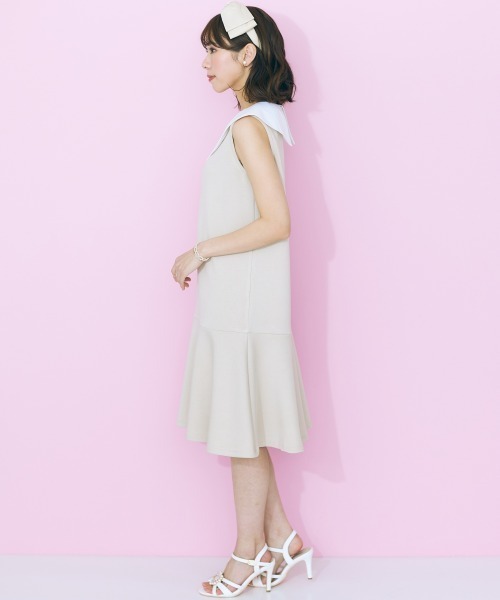 「marun」 「SMILELAND」ノースリーブワンピース 4L ベージュ レディース_画像7