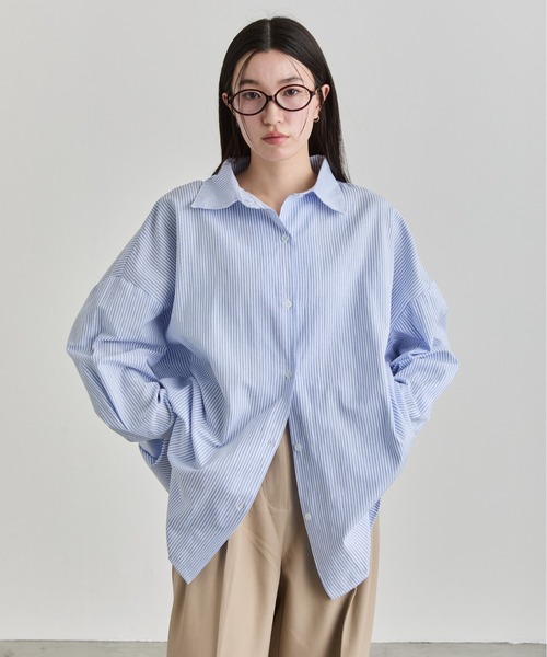 NUJOH ブラウス シャツ Oversized Stripe Shirt / オーバーサイズ