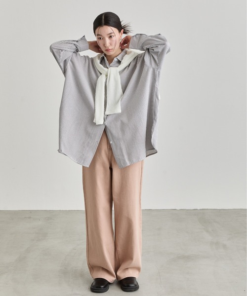 NUJOH ブラウス シャツ Oversized Stripe Shirt / オーバーサイズ