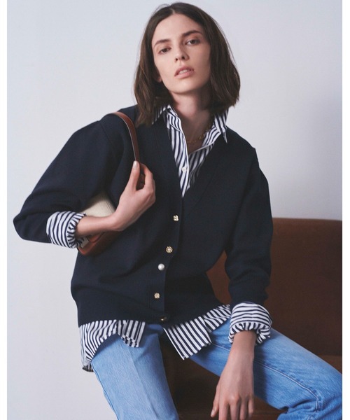 「Mila Owen」 ニットカーディガン 1 ネイビー レディース_画像4