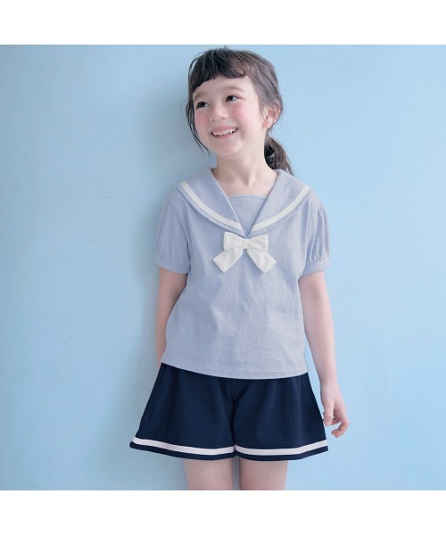 GITA セットアップ セーラー襟Tシャツ＆キュロットパンツマリンセット