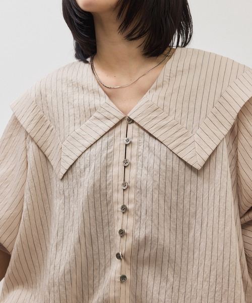 ADAM ET ROPE'（アダムエロペ） ブラウス シャツ ワイドカラーブラウス