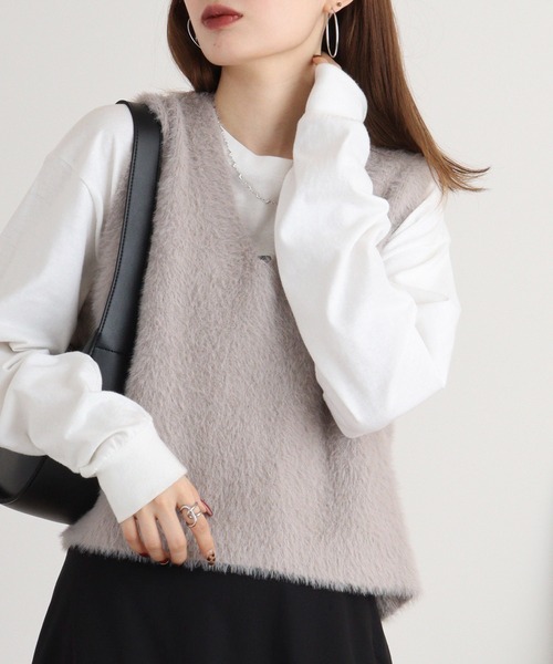 「EGLANTINE」 ニットベスト 40 ブラック レディース_画像4