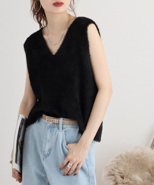 「EGLANTINE」 ニットベスト 40 ブラック レディース_画像9