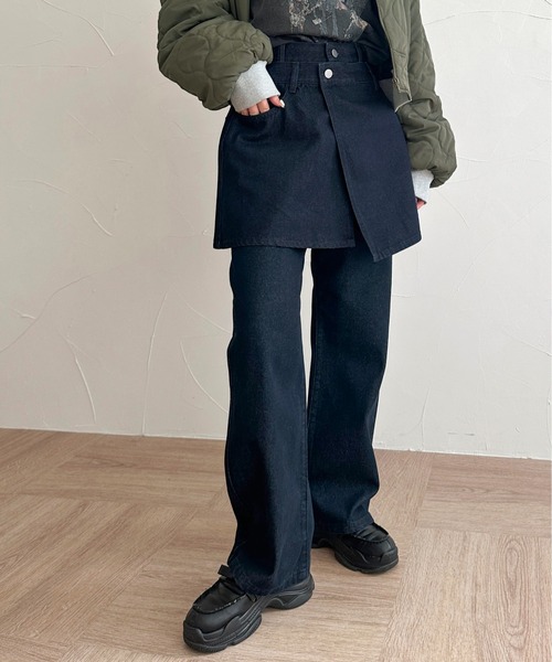 「apres jour mignon」 デニムパンツ SMALL ダークブルー レディース_画像2