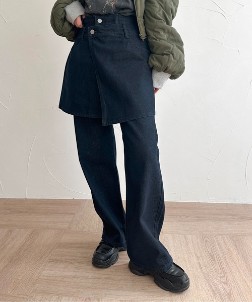「apres jour mignon」 デニムパンツ SMALL ダークブルー レディース_画像4