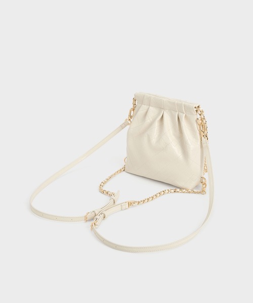 CHARLES & KEITH 2way チェーンバッグ クリーム CHARLES ＆ KEITH（チャールズ&キース） 「CHARLES & KEITH」 2WAY