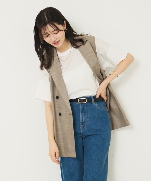 「abahouse mavie」 半袖Tシャツ フリー ホワイト レディース_画像5