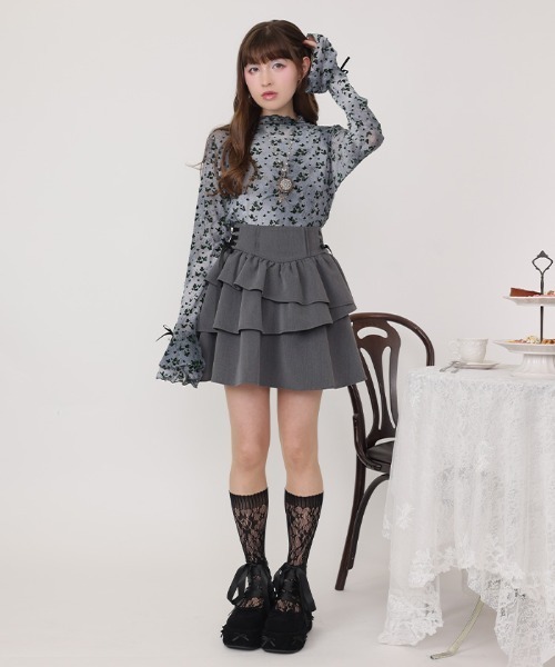 axes femme POETIQUE スカート イレヘムティアードミニスカート