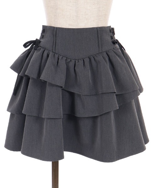 axes femme POETIQUE スカート イレヘムティアードミニスカート