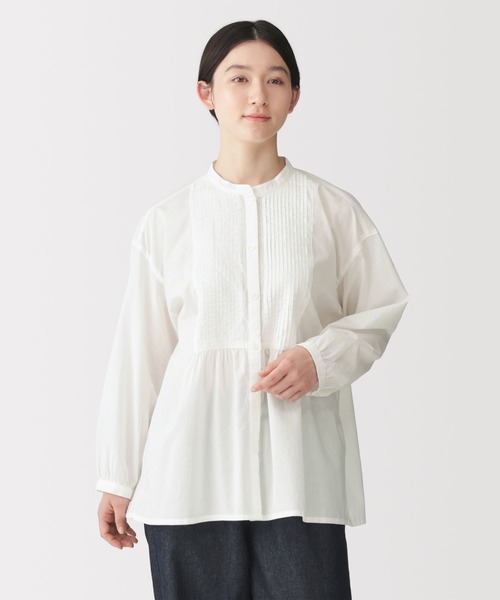 無印良品（MUJI） ブラウス シャツ 婦人 綿ピンタック 長袖ブラウス
