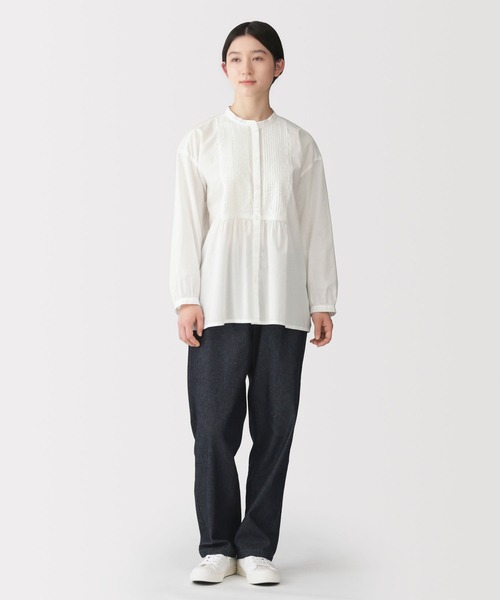 無印良品（MUJI） ブラウス シャツ 婦人 綿ピンタック 長袖ブラウス