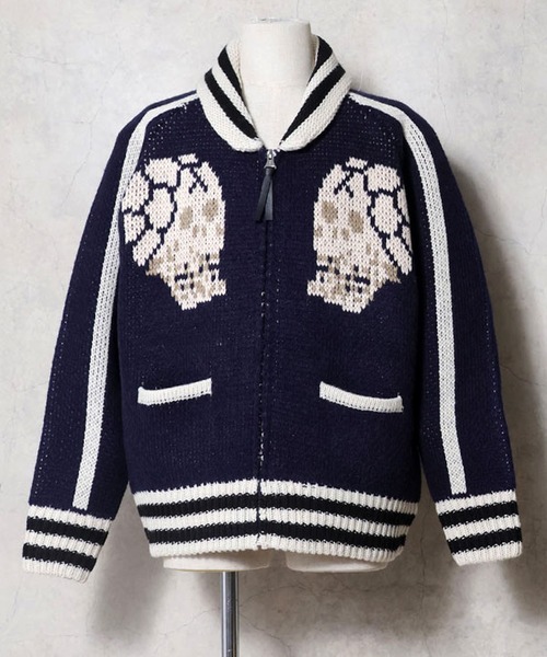 HOUSTON（ヒューストン） カーディガン COWICHAN SWEATER（SKULL