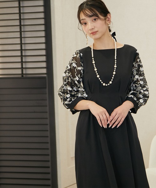 Jolie et Jolie 刺繍入り長袖黒ドレス 新婦母ドレス Jolie et Jolie 刺繍入り長袖黒ドレス 新婦母ドレス - メルカリ