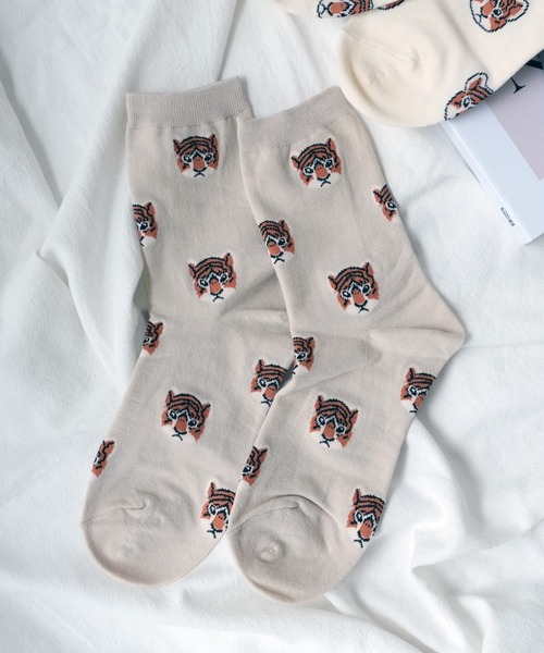Port（ポート） 靴下 トラ柄 グラフィックデザイン ソックス / クルー