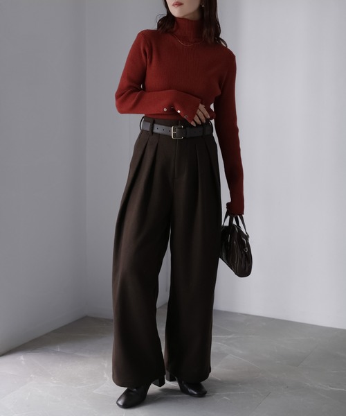 Riberry（リベリー） ニット セーター 袖ボタンリブタートルニット