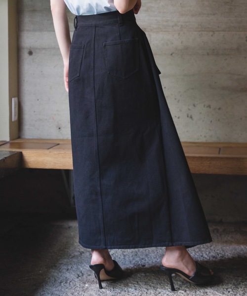 スカート デニム Black Denim Wrapping Skirt レディース : 77499714 