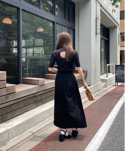 スカート デニム Black Denim Wrapping Skirt レディース : 77499714 
